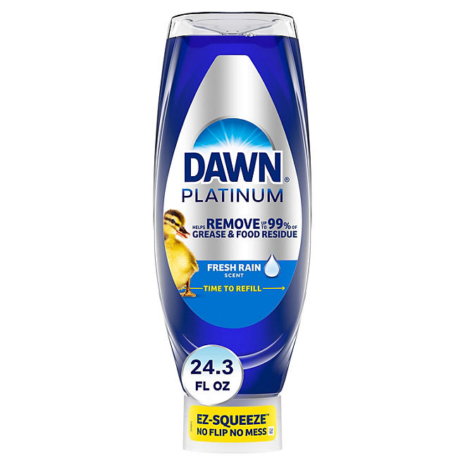 EZ-Squeeze Platinum Liquid Dish Soap, Refreshing Rain Scent, 24.3 oz