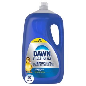 Platinum Dishwashing Liquid Dish Soap, Refreshing Rain, 90 oz