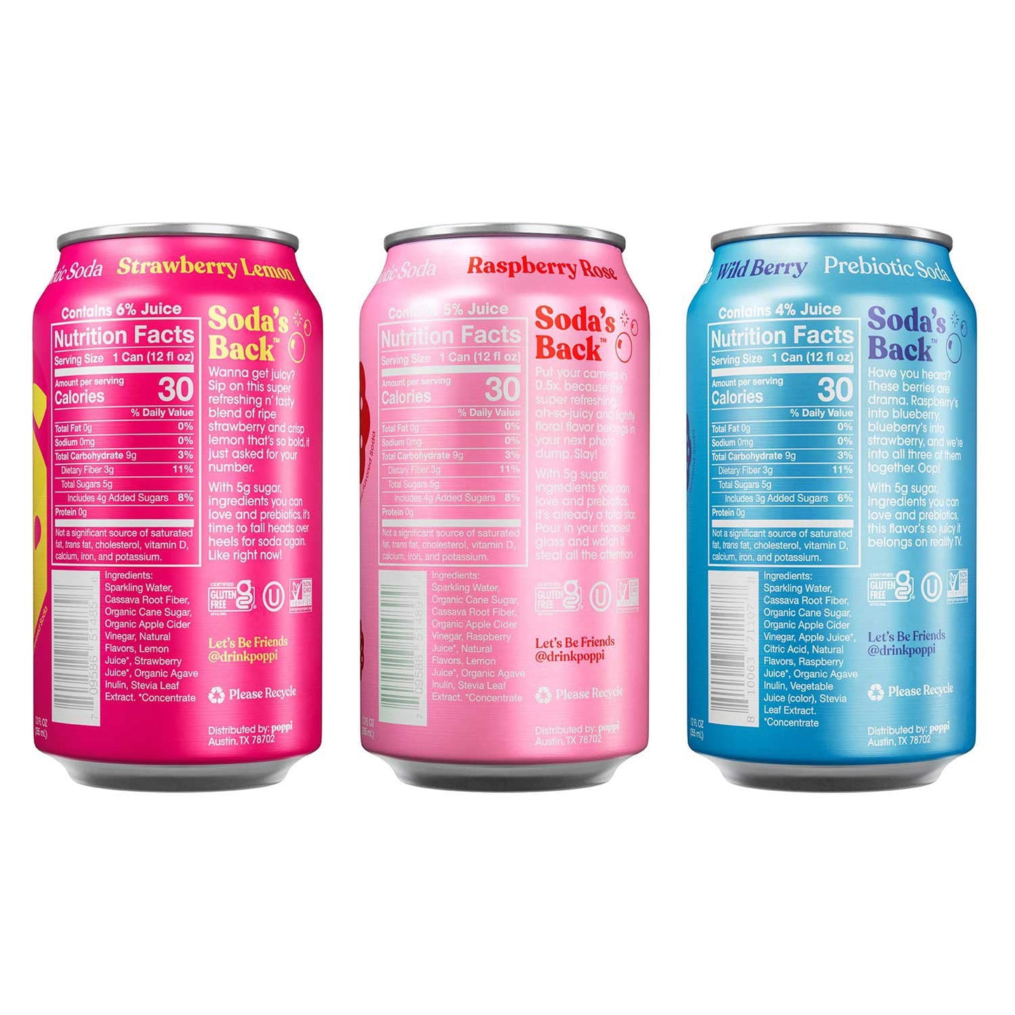 Refresco prebiótico Poppi Tastemakers, 12 onzas líquidas