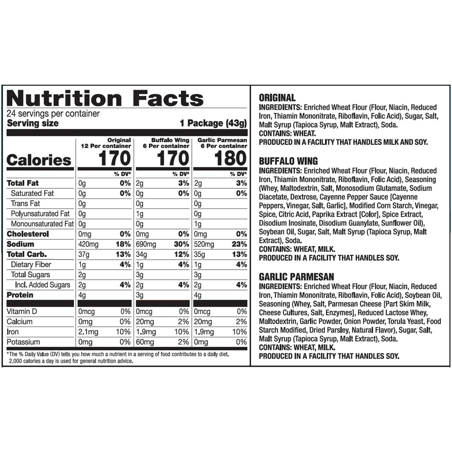 Snack Factory Pretzel Crisps Paquete Surtido, 1.5 oz