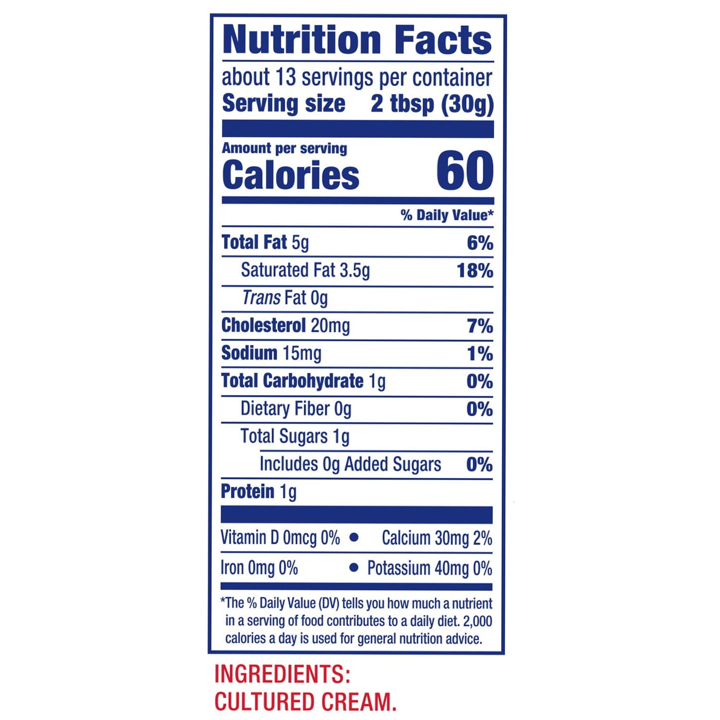 Crema agria pura y natural de la marca Daisy, 14 oz