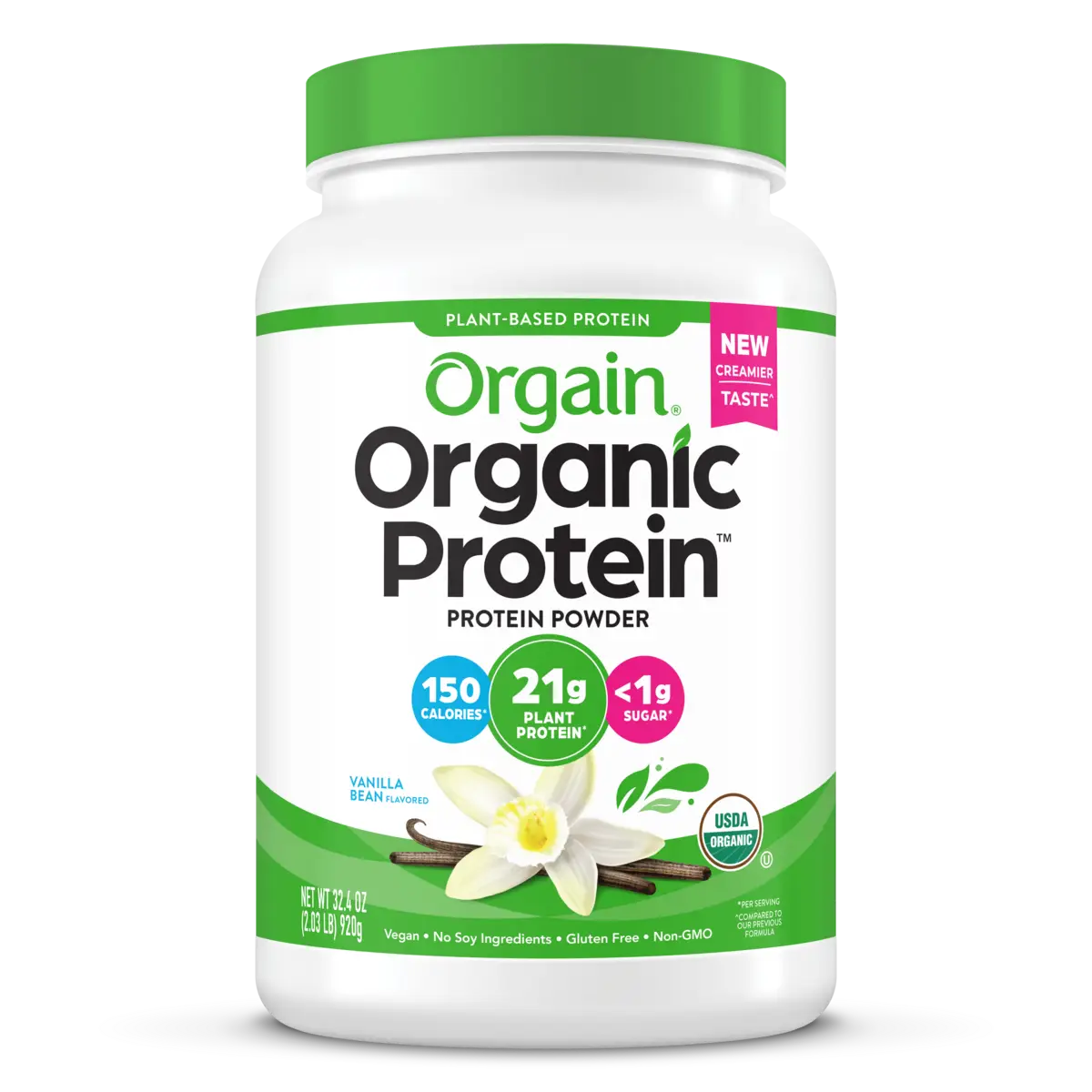 Organic 21g Plant-Based Protein Powder, Vanilla Bean, 2.74 lb