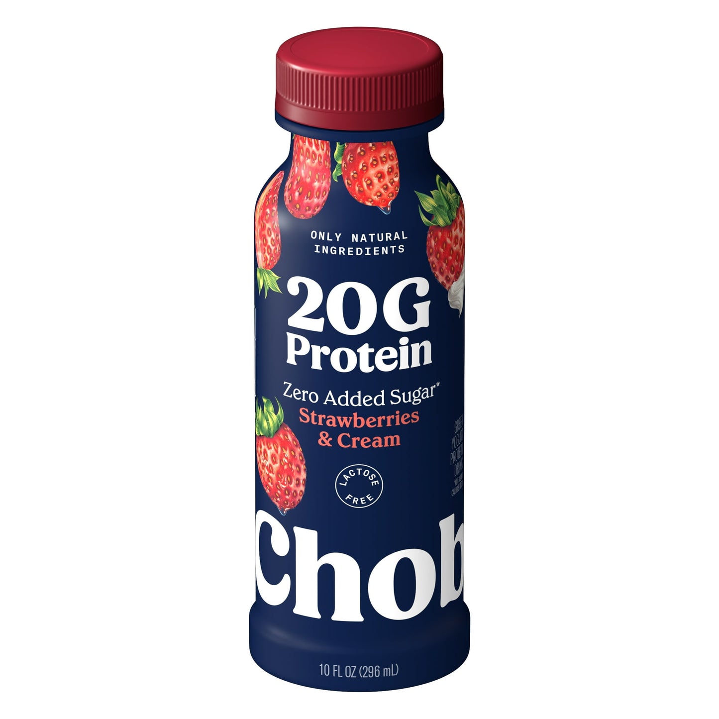 Bebida de yogur griego bajo en grasa con fresas y crema, 10 oz
