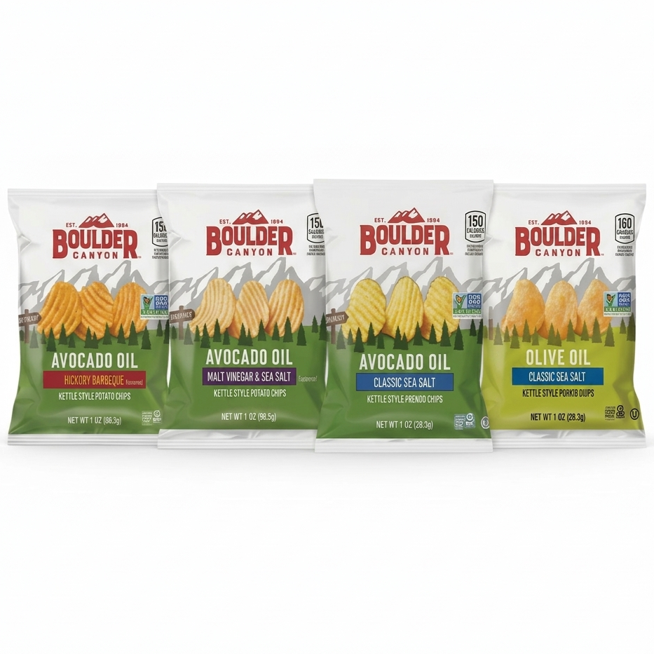 Boulder Canyon Kettle Style Variety Pack Potato Chips, 8 pack