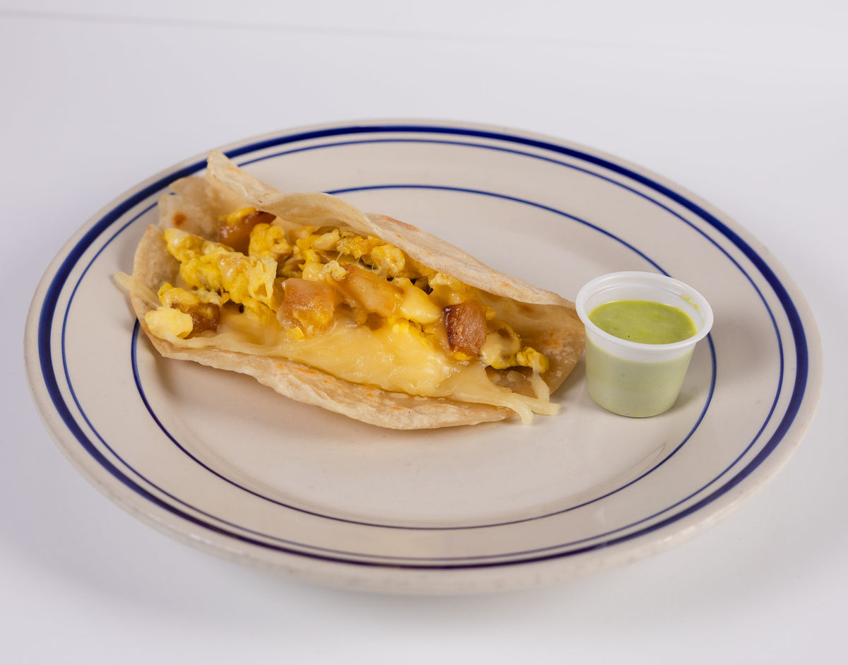 Taco de patata, huevo y queso