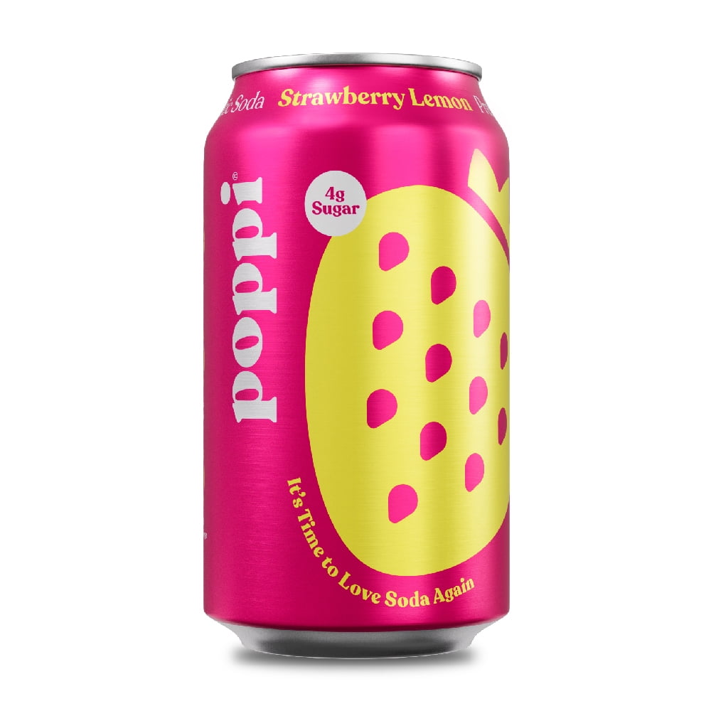 Refresco prebiótico de fresa y limón, 12 oz
