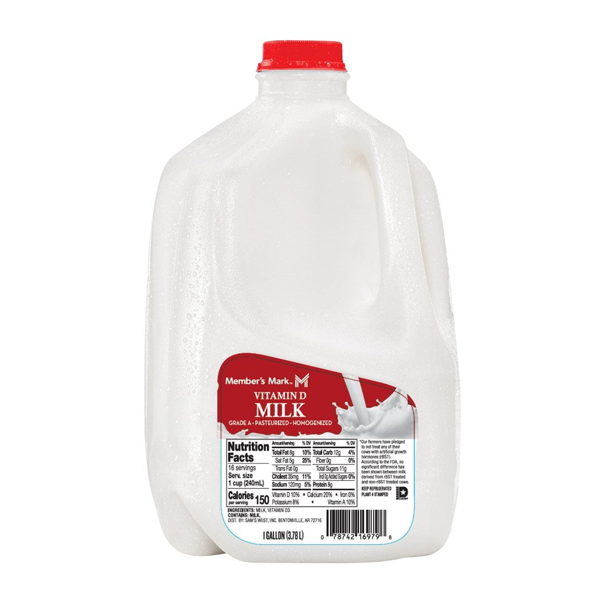 Leche entera con vitamina D de grado A Member's Mark, 1 galón