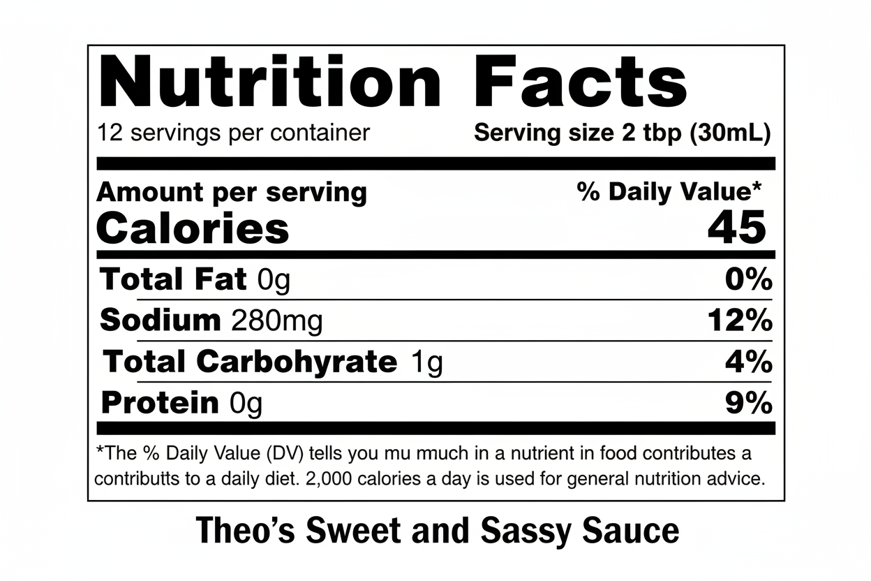 Theo's Sweet and Sassy Sauce nutrition fact