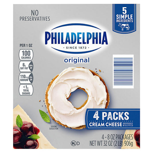 Philadelphia Original Cream Cheese Blocks, 8 oz., 4 pk.