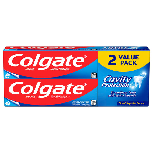 Colgate Cavity Protection Toothpaste with Fluoride, Regular Flavor, 8 oz., 2 Pack