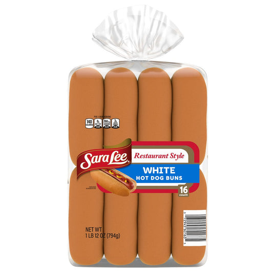 Sara Lee Restaurant Style White Hot Dog Buns, 16 ct