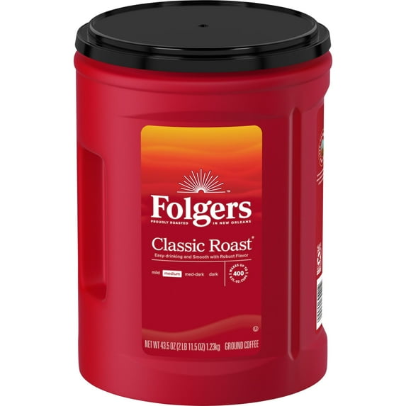 Café molido Folgers Classic Tostado Medio, 43.5 oz