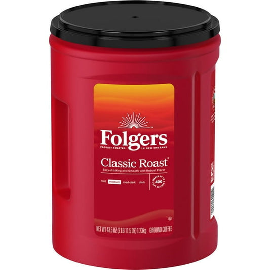 Folgers Classic Medium Roast Ground Coffee, 43.5 oz