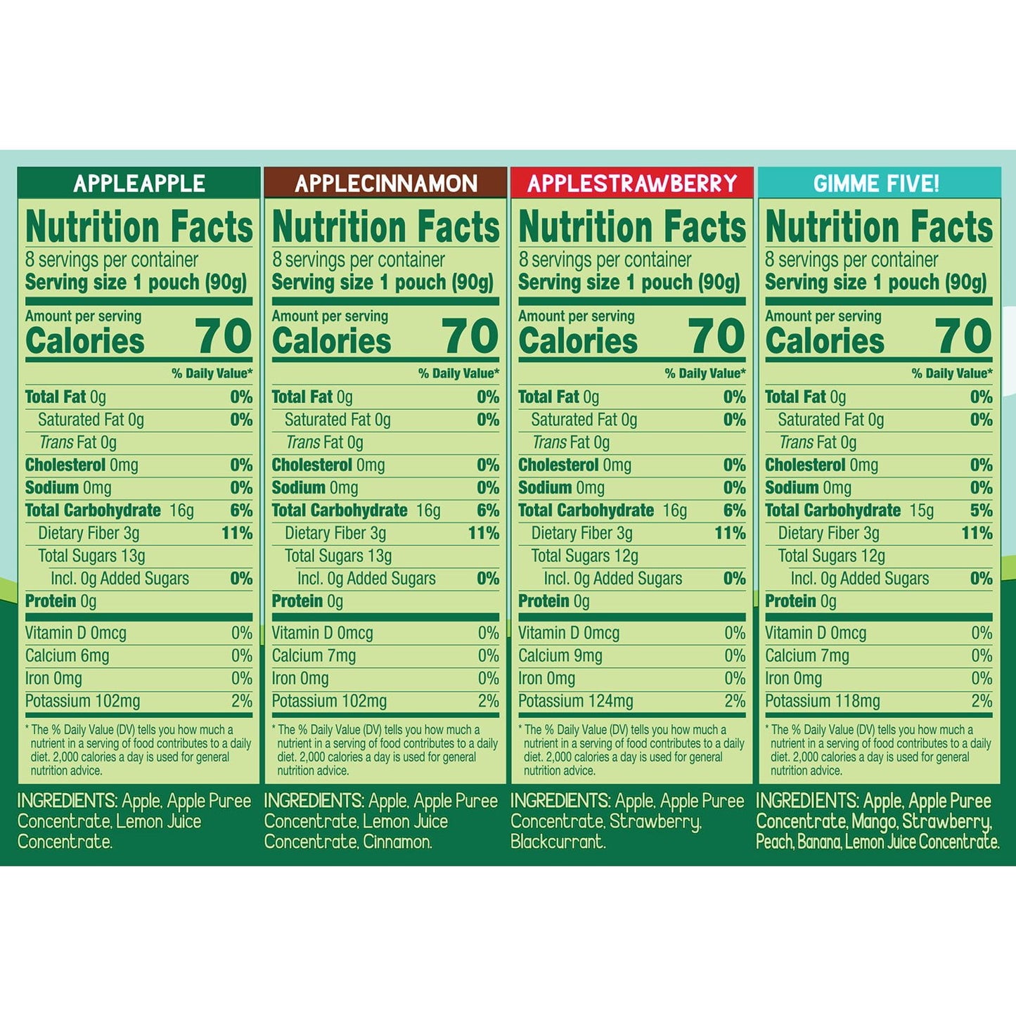 Bolsitas de puré de manzana GoGo SqueeZ, 3.2 oz