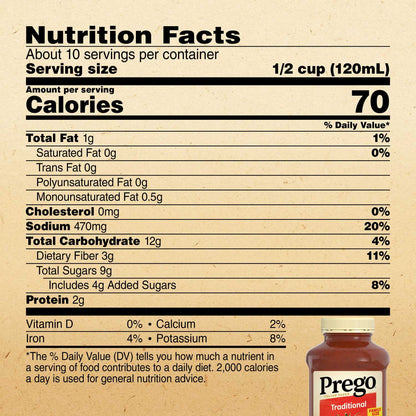 Salsa italiana tradicional Prego, 45 oz