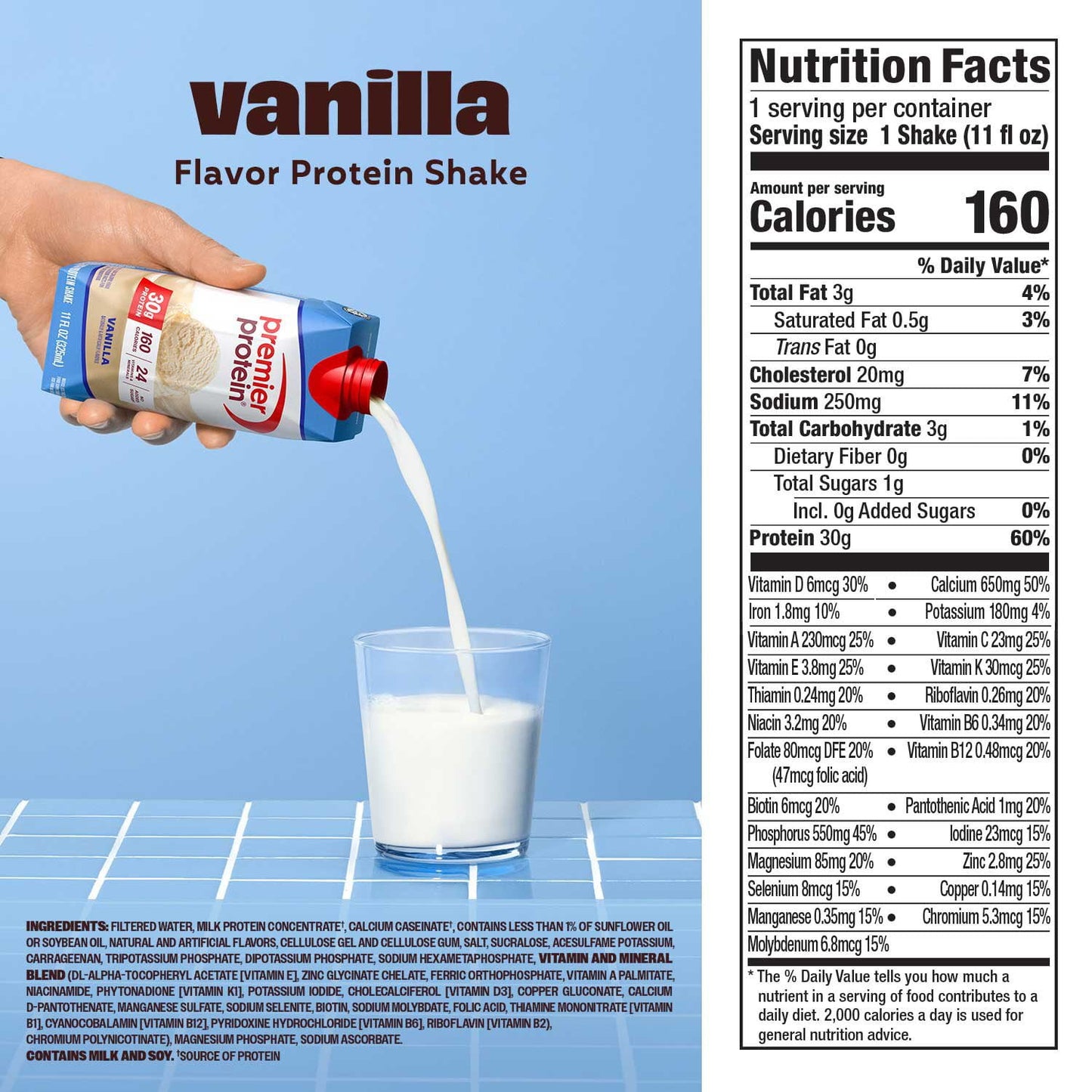 Batido de proteína Premier Protein de 30 g, sabor vainilla, 325 ml