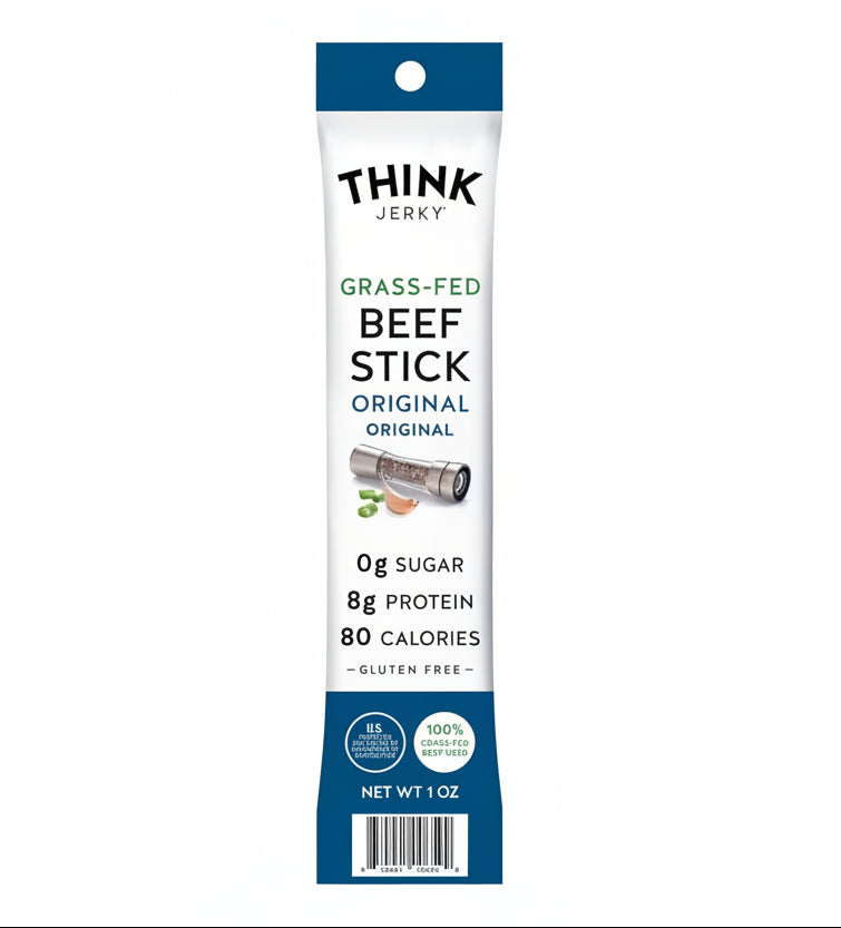 Think Jerky Palitos de carne de res alimentada con pasto, 1 oz