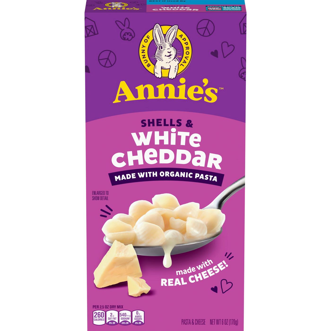 Macarrones con queso y cheddar blanco con conchas de Annie, 6 oz