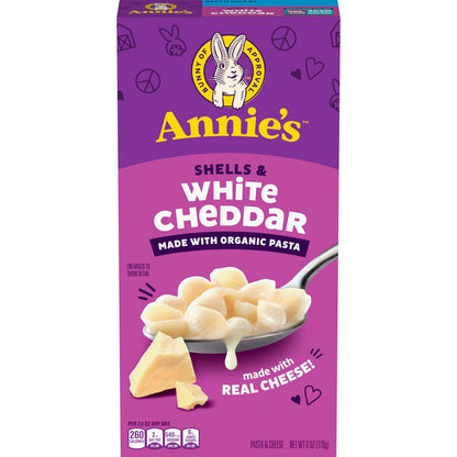 Macarrones con queso y cheddar blanco con conchas de Annie, 6 oz