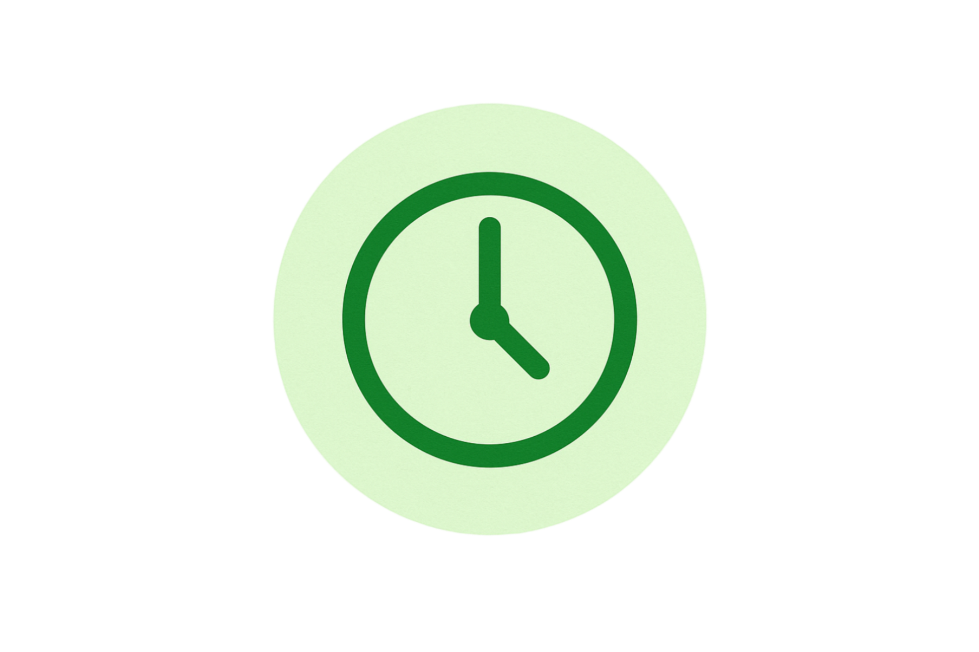 Clock icon as circular button with Icon background: #f0fdf4 and Icon color: #16a34a
Circle dimensions: (64px × 64px)