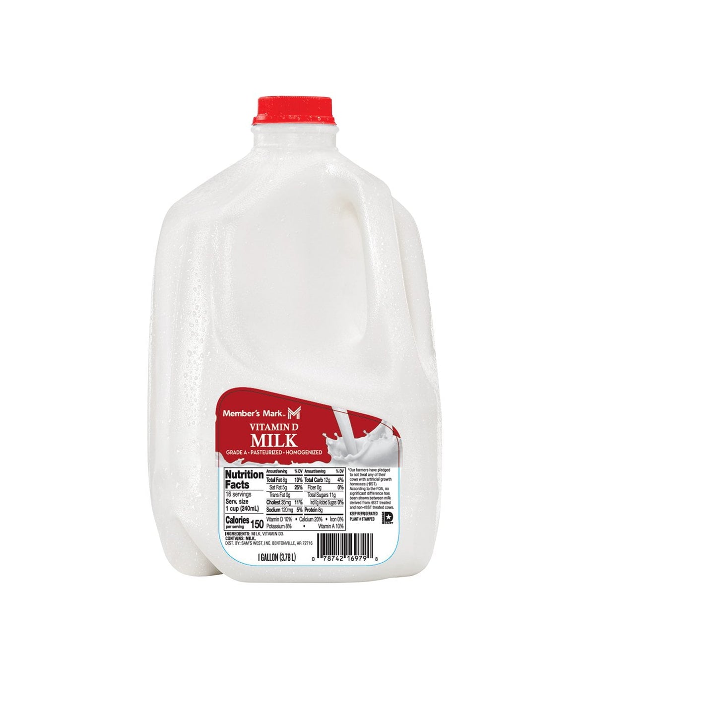 Leche entera con vitamina D de grado A Member's Mark, 1 galón