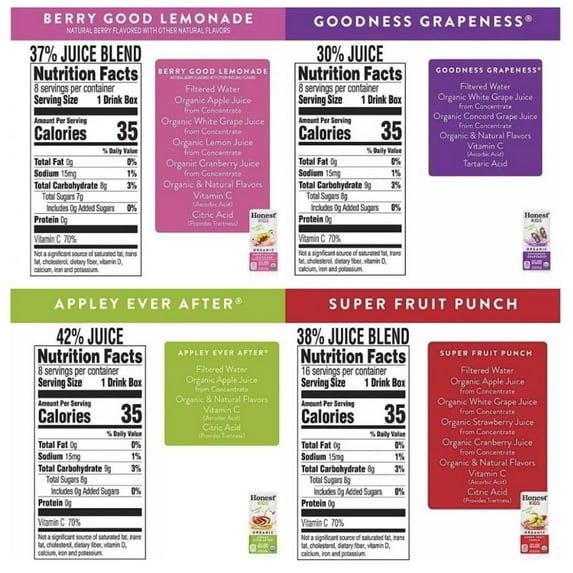 Honest Kids Paquete Surtido de Bebidas de Jugo Orgánico, 6 fl oz
