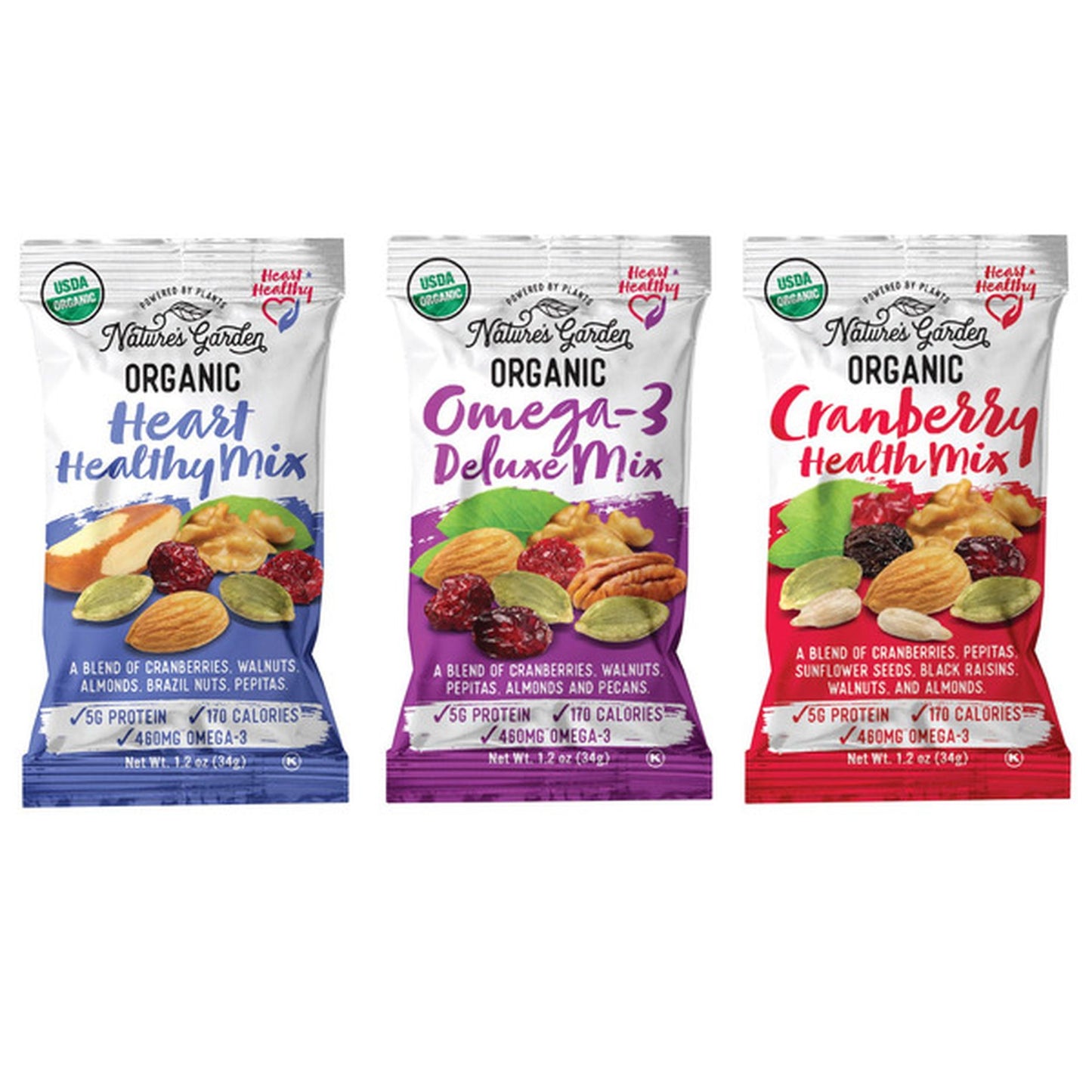 Nature’s Garden Mezcla de frutos secos ecológica en packs individuales, 1.2 oz