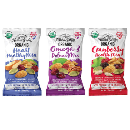 Nature’s Garden Mezcla de frutos secos ecológica en packs individuales, 1.2 oz