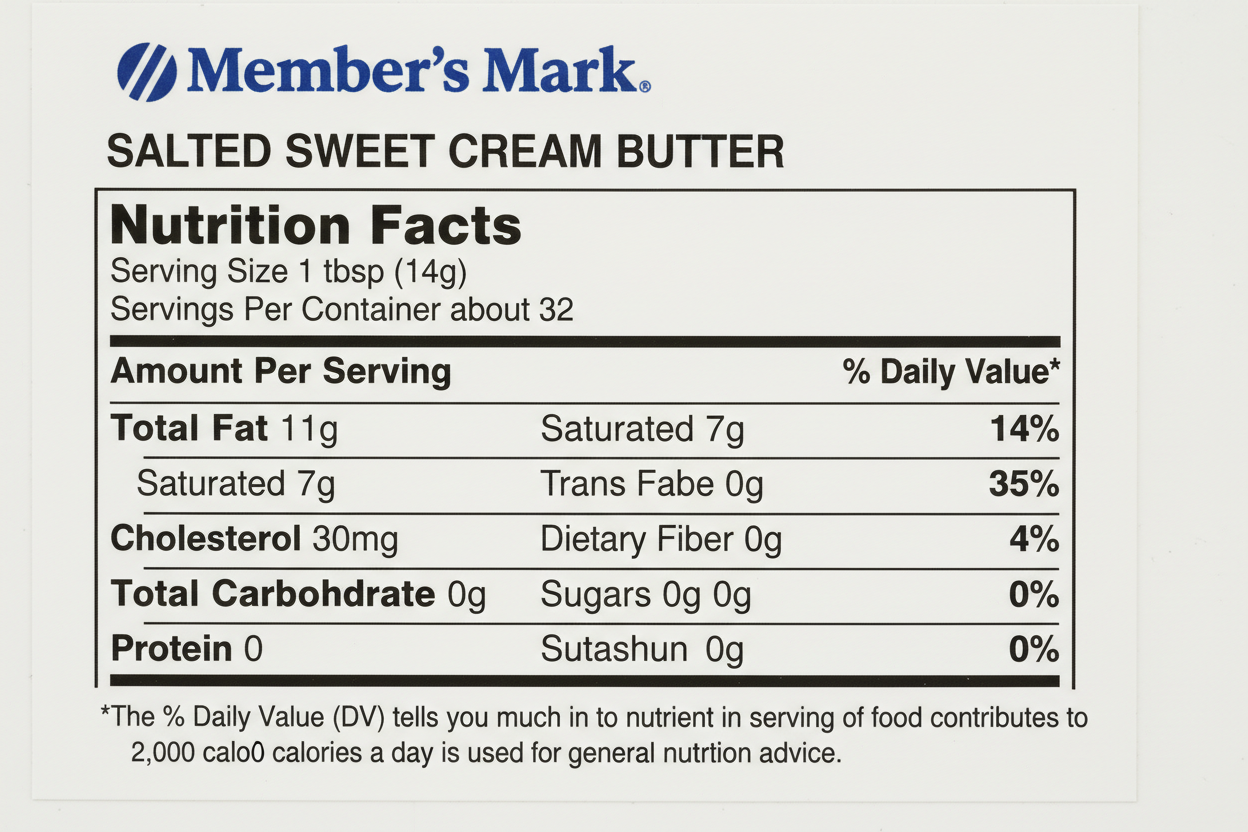 member's mark Salted Sweet Cream Butter nutrition fact