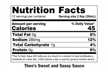 Theo's Sweet and Sassy Sauce nutrition fact