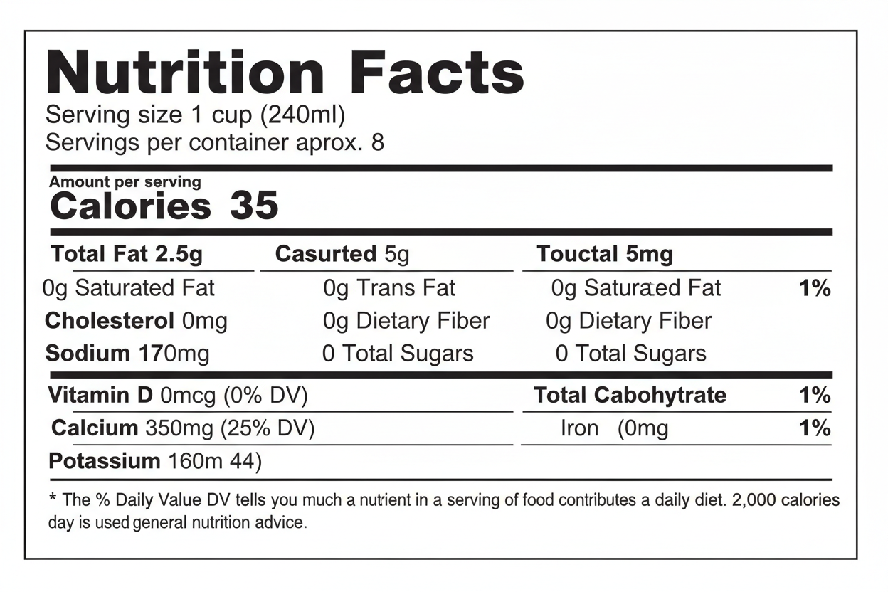 Unsweetened Almond Milk nutrition fact