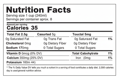 Unsweetened Almond Milk nutrition fact